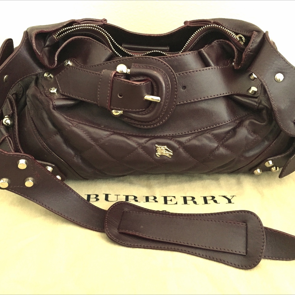 Burberry Quilted/Studded Leather Shoulder Bag